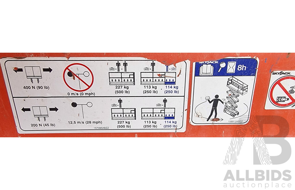 2018, Skyjack SJ3219 19ft Electric Scissor Lift 5.8M FSV