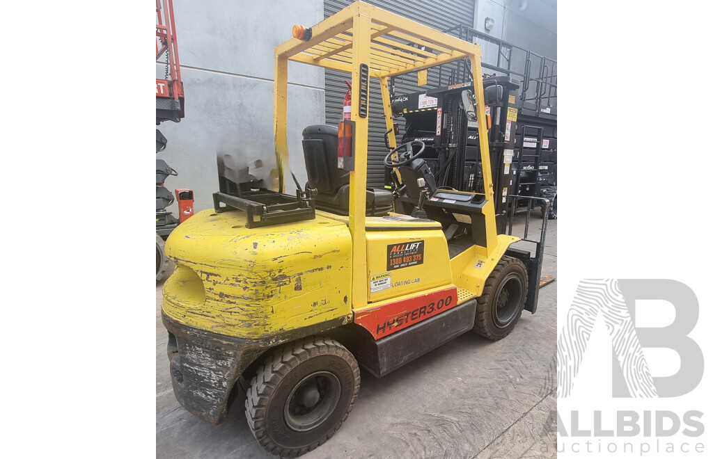 2002, 3.0 Tonne LPG Hyster H3.00DX Forklift 4.3M TSU - ALH301