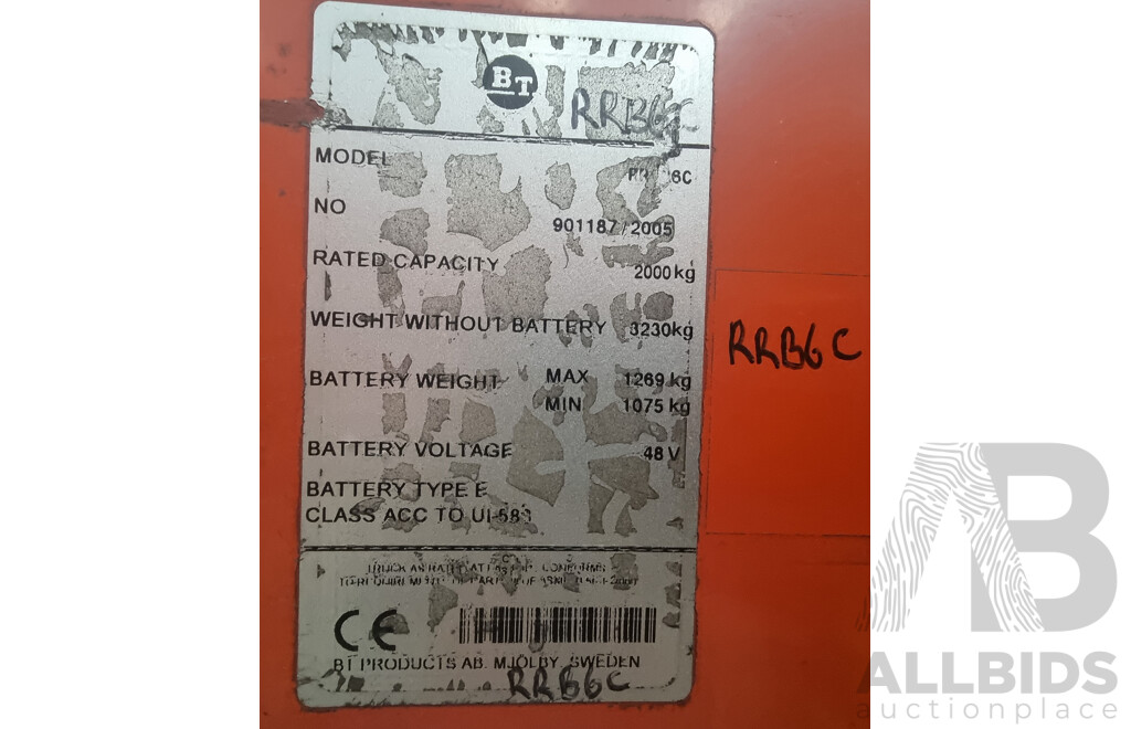 2005, BT RRB6C 2 Tonne Stock Picker - 8m FSV !!!Scrap Only!!!
