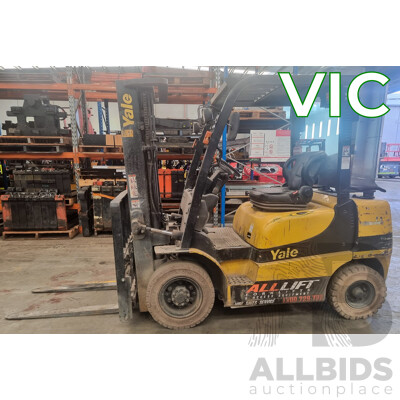 2007 YALE GLP25RK 2.5 Tonne LPG Forklift 4.5 FSV
