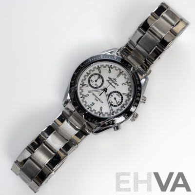 Heuguet Gridmaster WR30 Watch, Silver/White, 44mm, HEU602 - NEW
