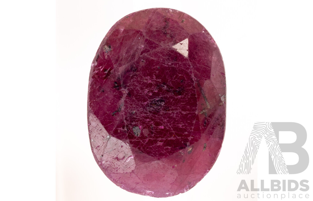 Ruby, Unset Natural Oval Cut Gemstone, 16.85 Grams