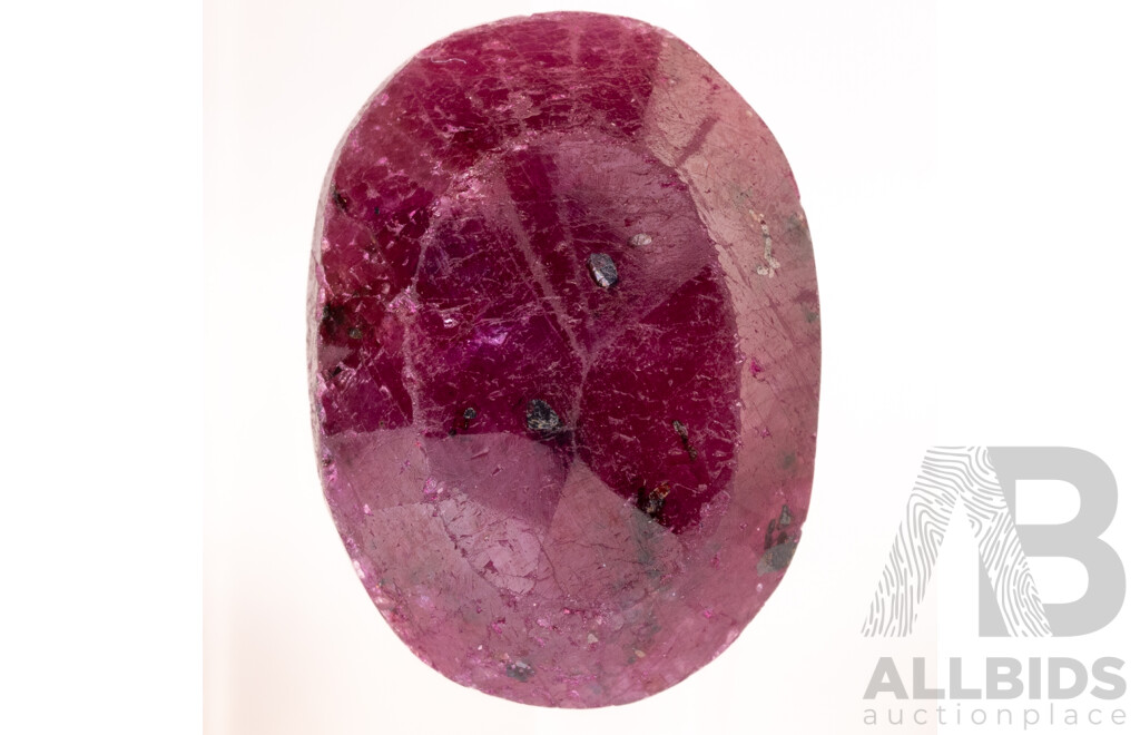 Ruby, Unset Natural Oval Cut Gemstone, 16.85 Grams