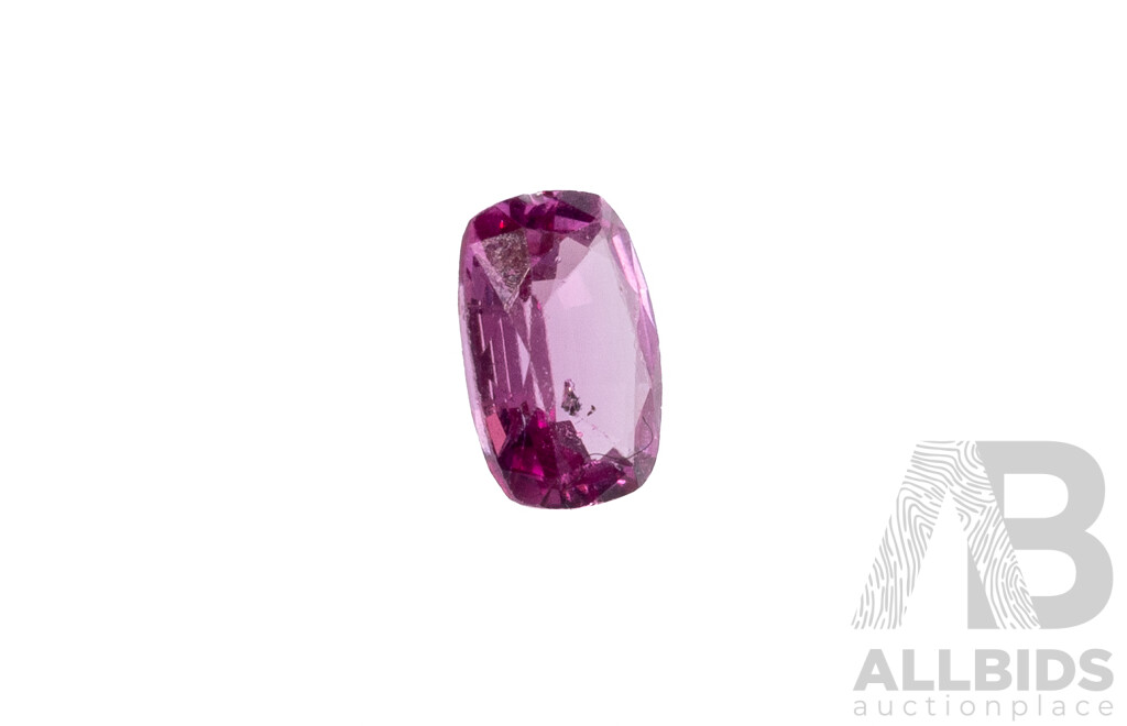 Sapphire, Natural Pinkish-Purple Cushion Cut Gemstone, 0.21ct