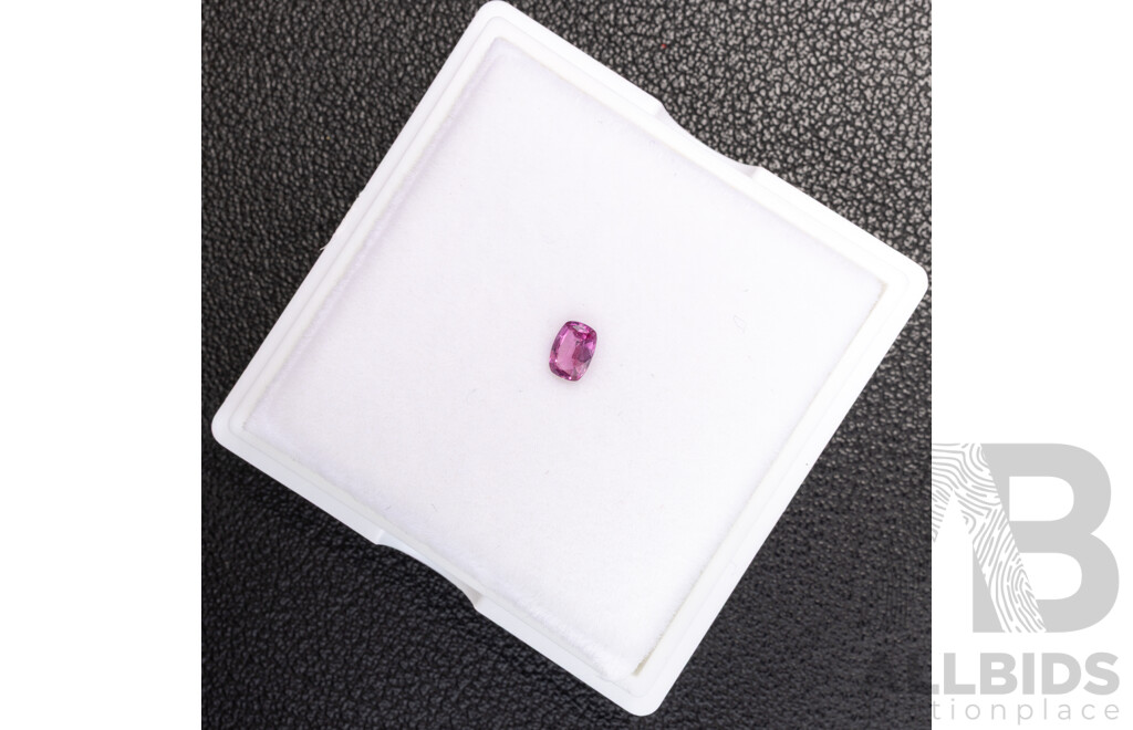 Sapphire, Natural Pinkish-Purple Cushion Cut Gemstone, 0.21ct