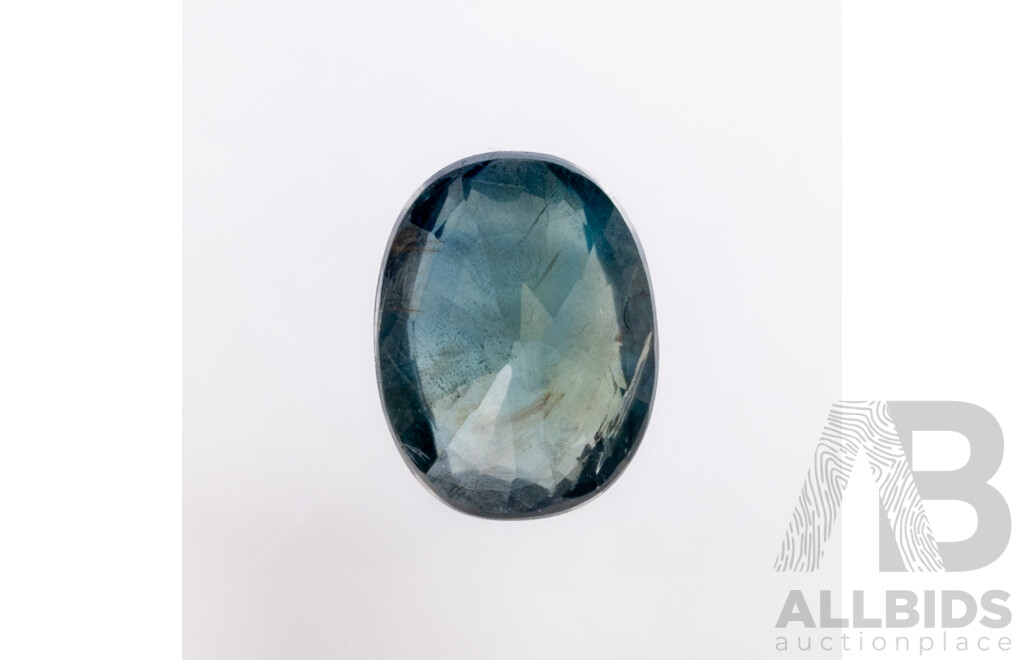 Green Sapphire, Natural Greenish-blue Oval Cut Gemstone, 0.79ct