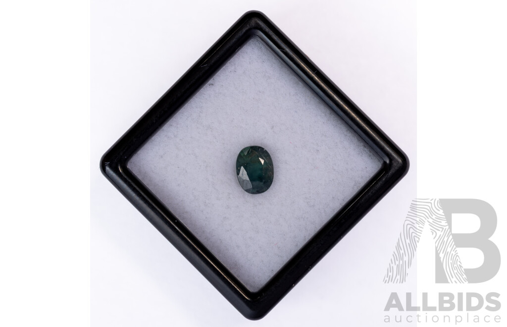 Green Sapphire, Natural Greenish-blue Oval Cut Gemstone, 0.79ct