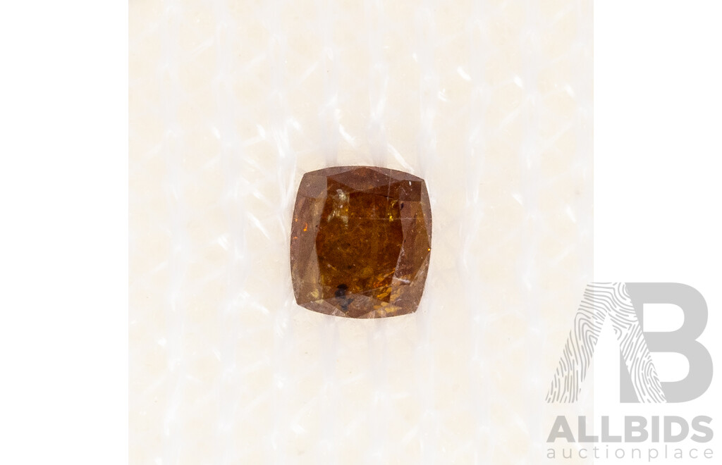 Diamond, 0.27ct Natural Unset Fancy Orangy Yellow Cushion Cut Gemstone, with AIG Certificate