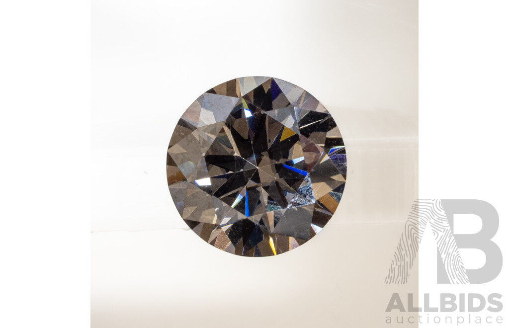 Moissanite, Unset 2.0ct Round Brilliant Cut Gemstone with GRA Report, Dark Ash Colour