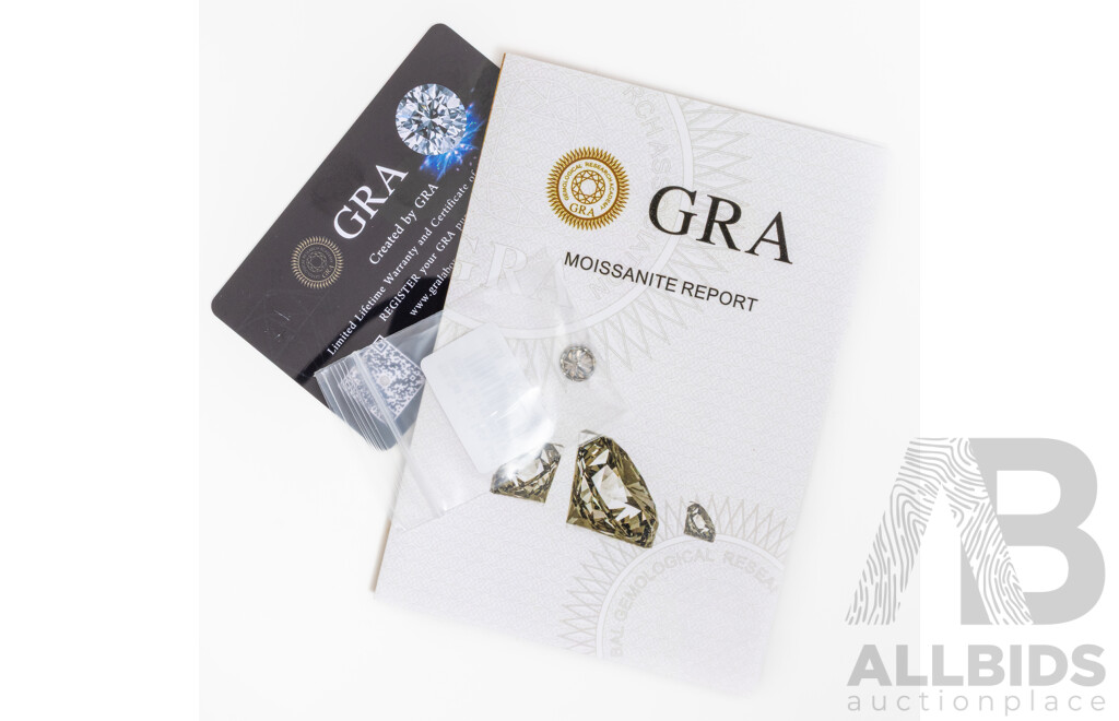 Moissanite, Unset 2.0ct Round Brilliant Cut Gemstone with GRA Report, Dark Ash Colour