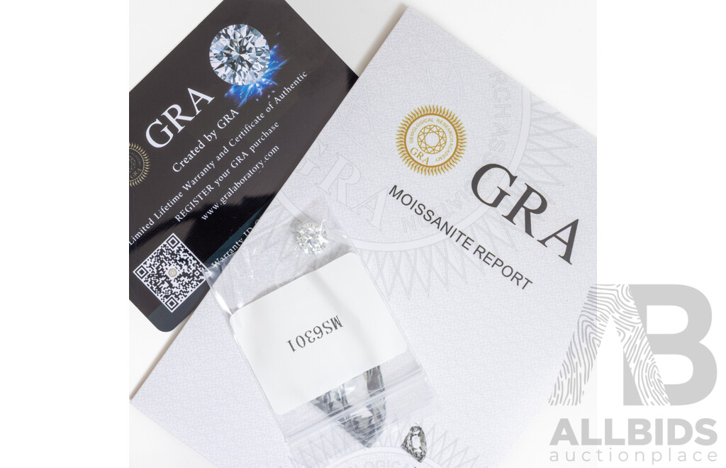 Moissanite, Unset 2.5ct Round Brilliant Cut Gemstone with GRA Report, Colour D