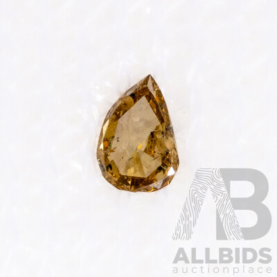 Diamond, 0.13ct Fancy Greenish Yellow Pear Cut Gemstone with AIG Certificate