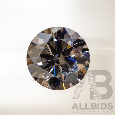 Moissanite, Unset 2.0ct Round Brilliant Cut Gemstone with GRA Report, Dark Ash Colour