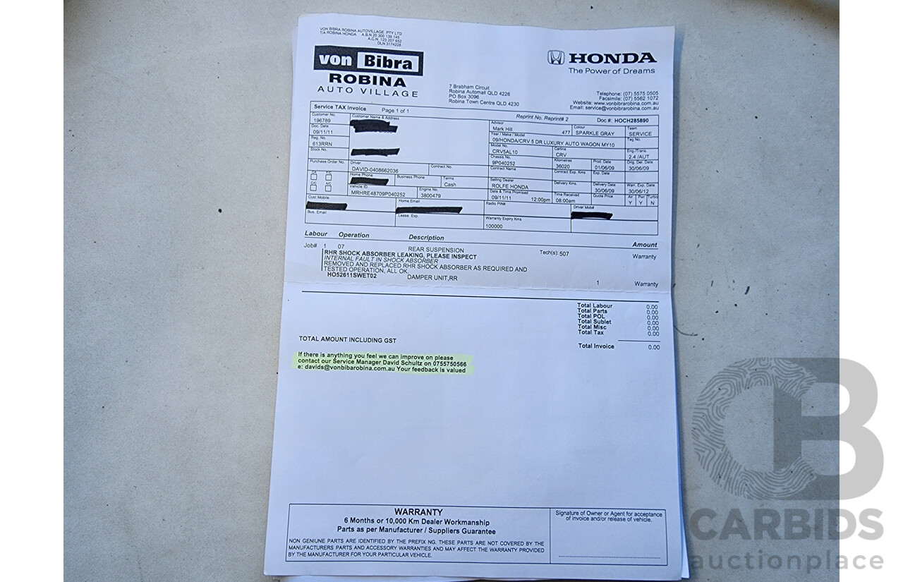 5/2009 Honda CRV (4x4) Luxury MY07 series 4d Wagon Grey 2.4L