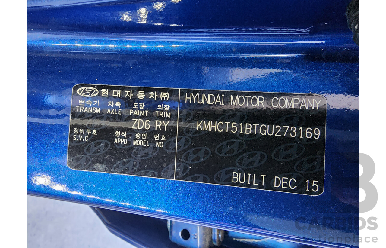2/2016 Hyundai Accent Active RB3 MY16 5d Hatchback Blue 1.4L