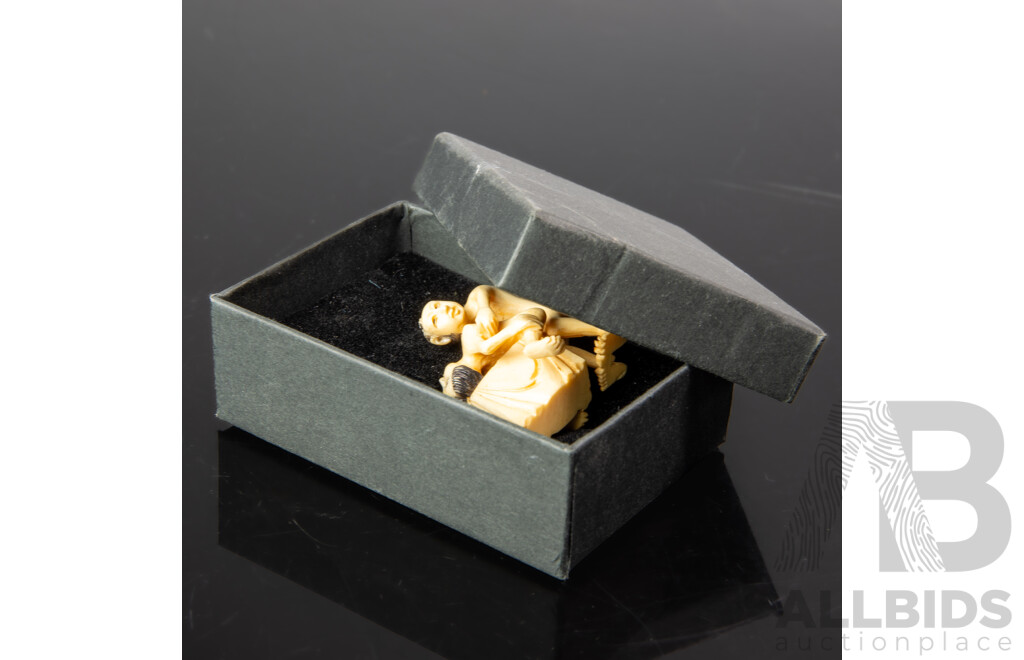 Chinese Carved Ivory Figure of Couple Engaged in Erotic Activity