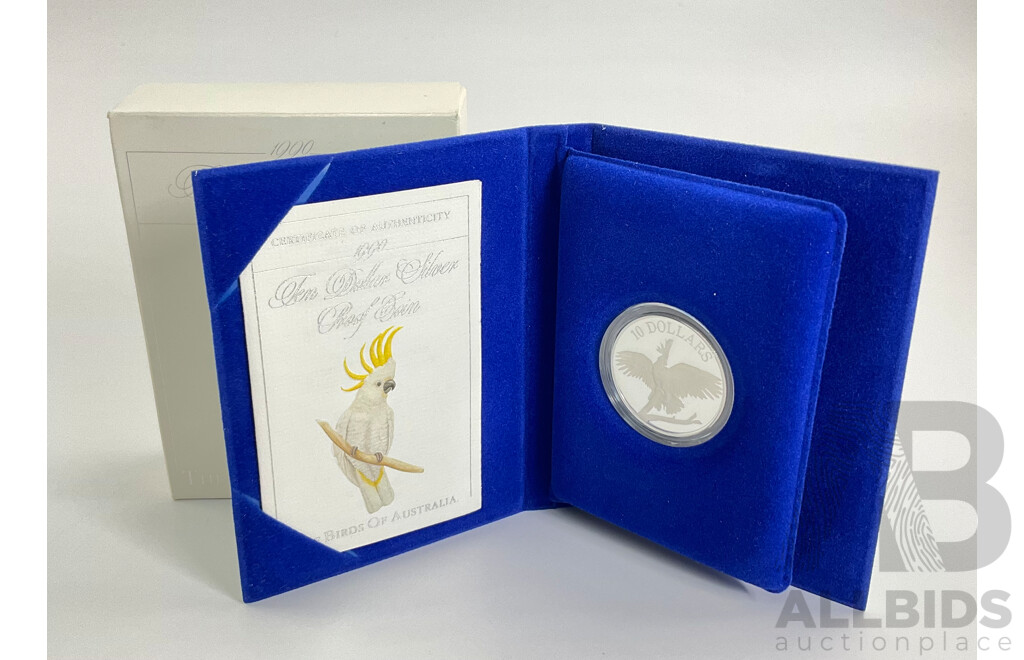 Australian RAM 1990 Silver Proof Ten Dollar Coin, Birds of Australia, Cockatoo .925