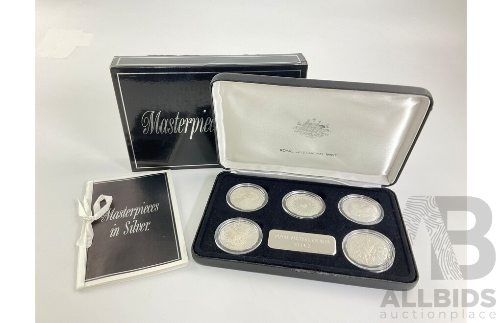 Australian RAM Masterpieces in Silver Five Proof Fifty Cent Coin Set .925