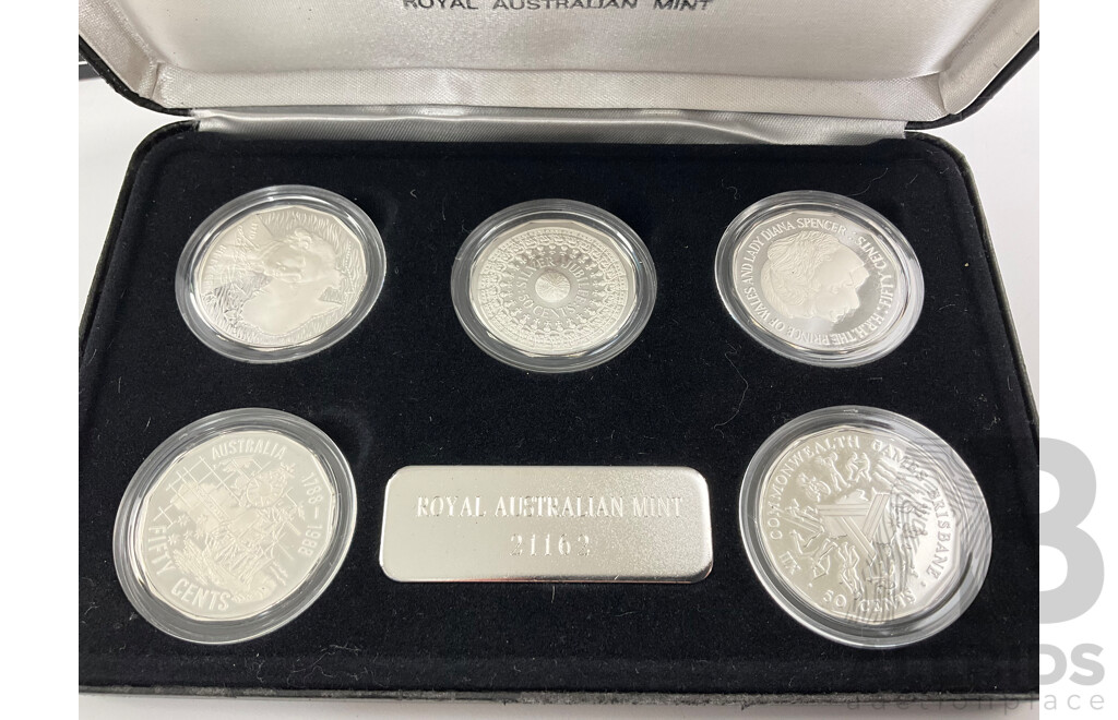 Australian RAM Masterpieces in Silver Five Proof Fifty Cent Coin Set .925