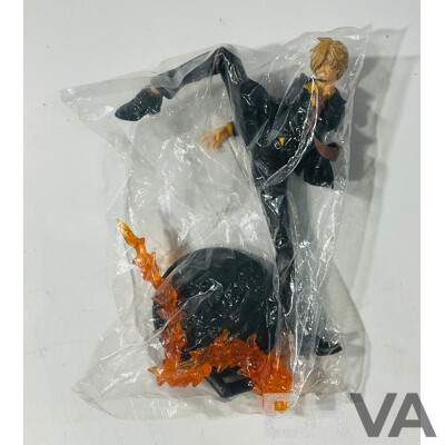 Collection of Four Figures From One Piece Including 17cm Monkey D. Luffy PVC Figure, 17cm Vinsmoke Sanji Figures and Two Roronoa Zoro Figures Including One 17cm Figure