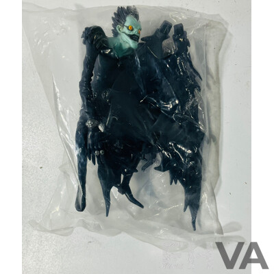 Collection of Three Figures From Different Anime Franchises Including Ryuk From Death Note, Portgas D. Ace From One Piece and Kakashi From Naruto