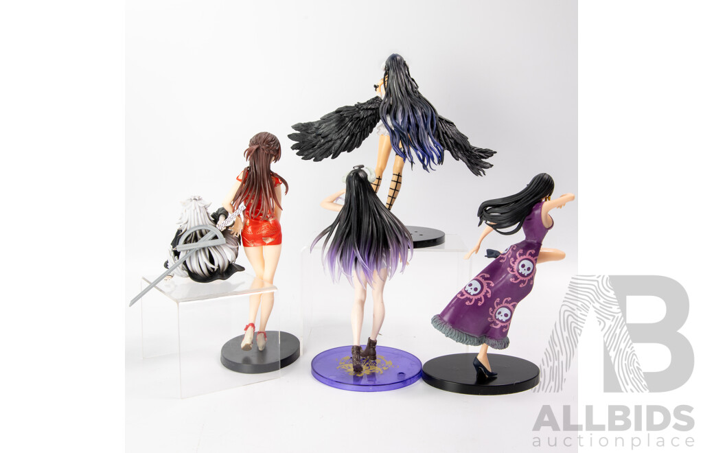 Collection Five Japanese Adult Hentai Anime Risqué Girly Figures, Four with Stands