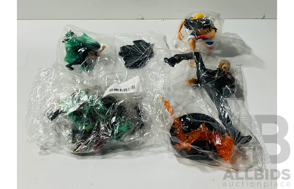Collection of Four Figures From One Piece Including 17cm Monkey D. Luffy PVC Figure, 17cm Vinsmoke Sanji Figures and Two Roronoa Zoro Figures Including One 17cm Figure