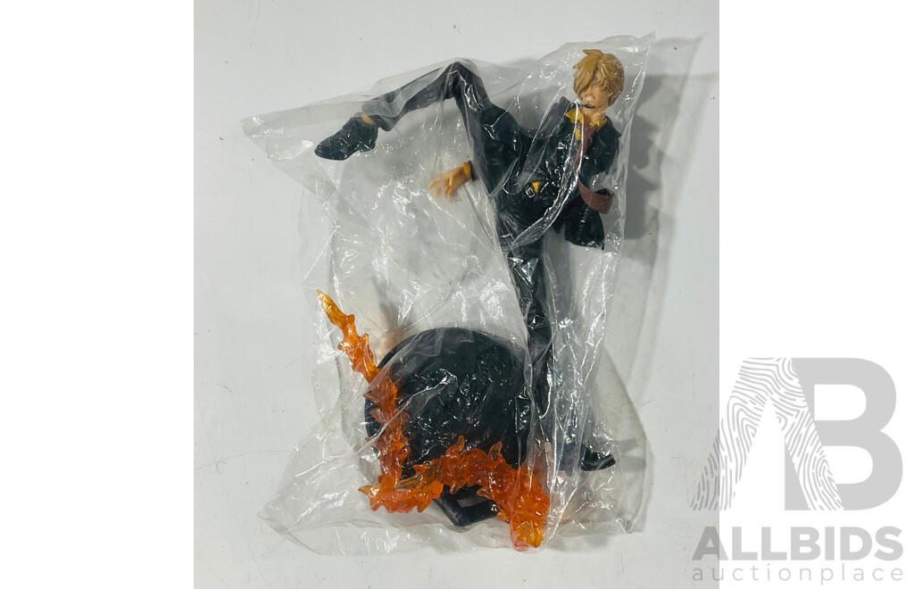 Collection of Four Figures From One Piece Including 17cm Monkey D. Luffy PVC Figure, 17cm Vinsmoke Sanji Figures and Two Roronoa Zoro Figures Including One 17cm Figure