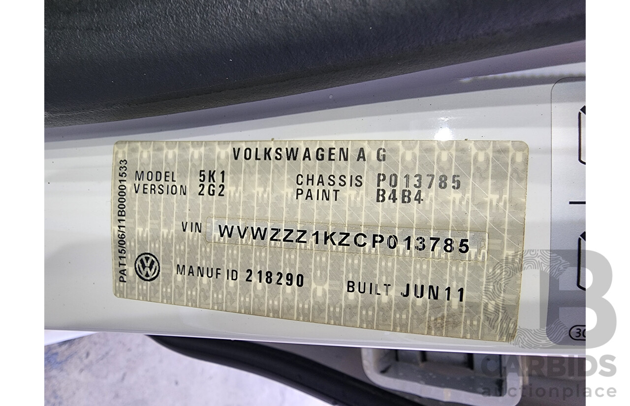 8/2011 Volkswagen Golf 90 TSI Trendline 1K MY12 5d Hatchback White 1.4L