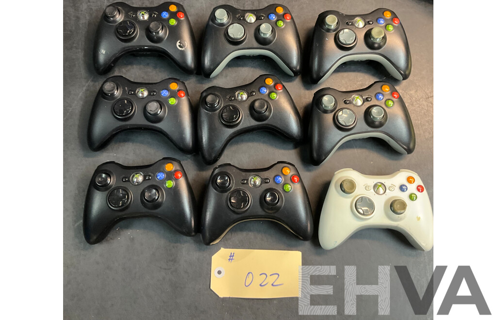 Lot of 9 Xbox 360 Wireless Controllers