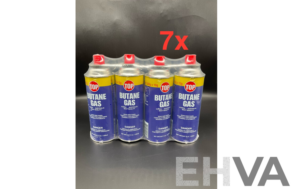 Pack of 4 TOP Butane Gas Bottles Canisters (230g Each) - Lot of 7