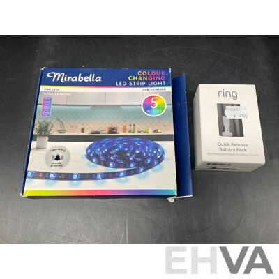MIRABELLA 5M Colour Chaniging Led Strip and RING Quick Release Battery Pack - Lot of 2