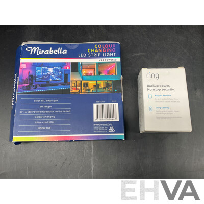 MIRABELLA 5M Colour Chaniging Led Strip and RING Quick Release Battery Pack - Lot of 2