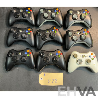 Lot of 9 Xbox 360 Wireless Controllers