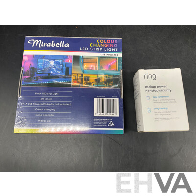 MIRABELLA 5M Colour Chaniging Led Strip and RING Quick Release Battery Pack - Lot of 2