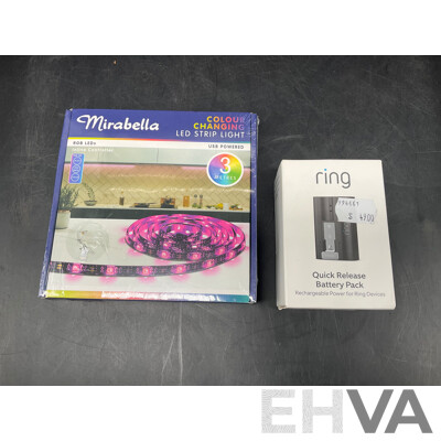 MIRABELLA 3M Colour Chaniging Led Strip and RING Quick Release Battery Pack - Lot of 2