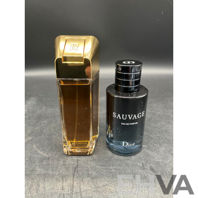 RABANNE Million Gold TESTER Eau De Parfum, DIOR Sauvage Eau De Parfum - Lot of 2
