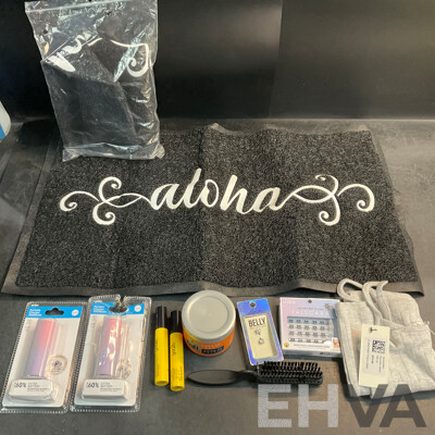 Aloha Door Mat & Assorted Household Items - Lot of 11
