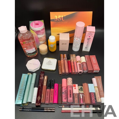 Assorted Used / Unused Cosmetics Including Too Faced, MAC, NARS, TOM FORD, Morphe, Charlotte Tilbury, Gisou and More