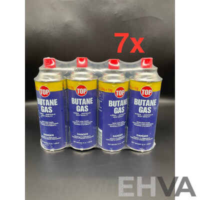 Pack of 4 TOP Butane Gas Bottles Canisters (230g Each) - Lot of 7