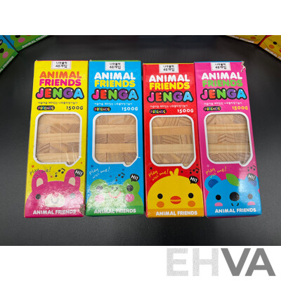 Animal Friends Mini JENGA Wooden Blocks - Lot of 46 - Brand New