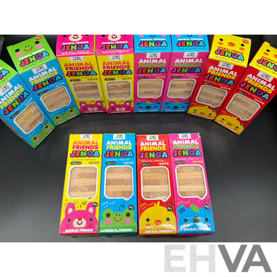 Animal Friends Mini JENGA Wooden Blocks - Lot of 46 - Brand New