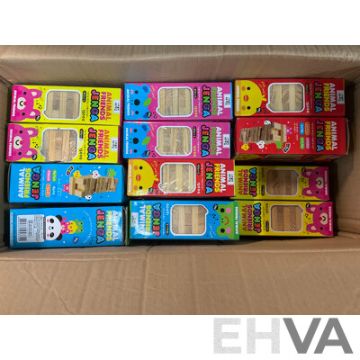 Animal Friends Mini JENGA Wooden Blocks - Lot of 46 - Brand New