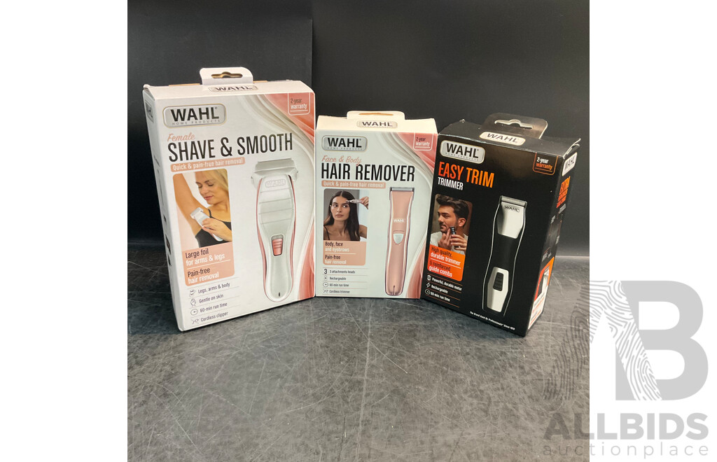 WAHL Ladies Shaver/Hair Remover & Men's Trimmer - Lot of 3