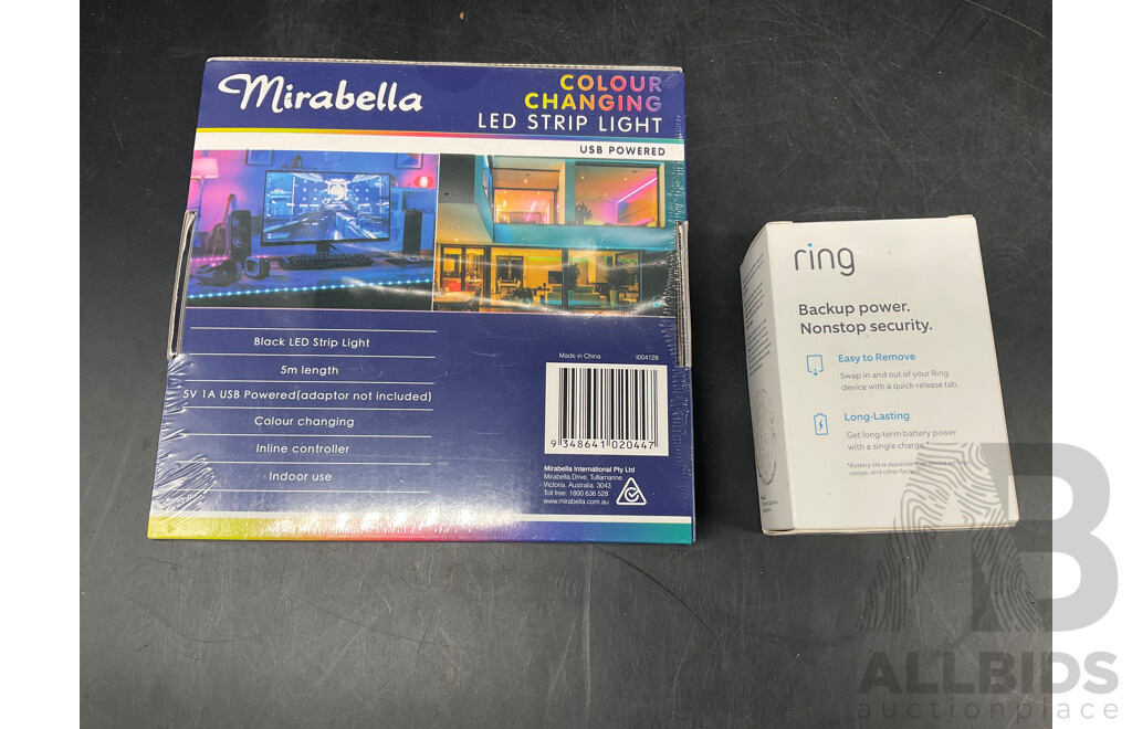 MIRABELLA 5M Colour Chaniging Led Strip and RING Quick Release Battery Pack - Lot of 2