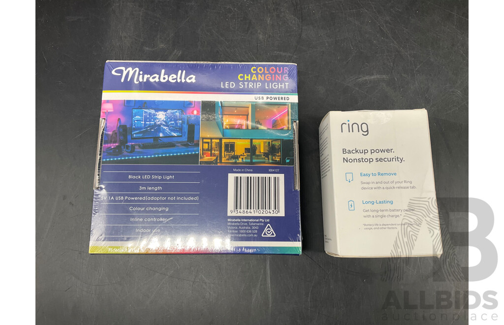 MIRABELLA 3M Colour Chaniging Led Strip and RING Quick Release Battery Pack - Lot of 2
