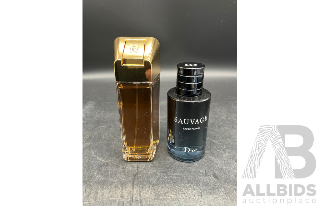 RABANNE Million Gold TESTER Eau De Parfum, DIOR Sauvage Eau De Parfum - Lot of 2