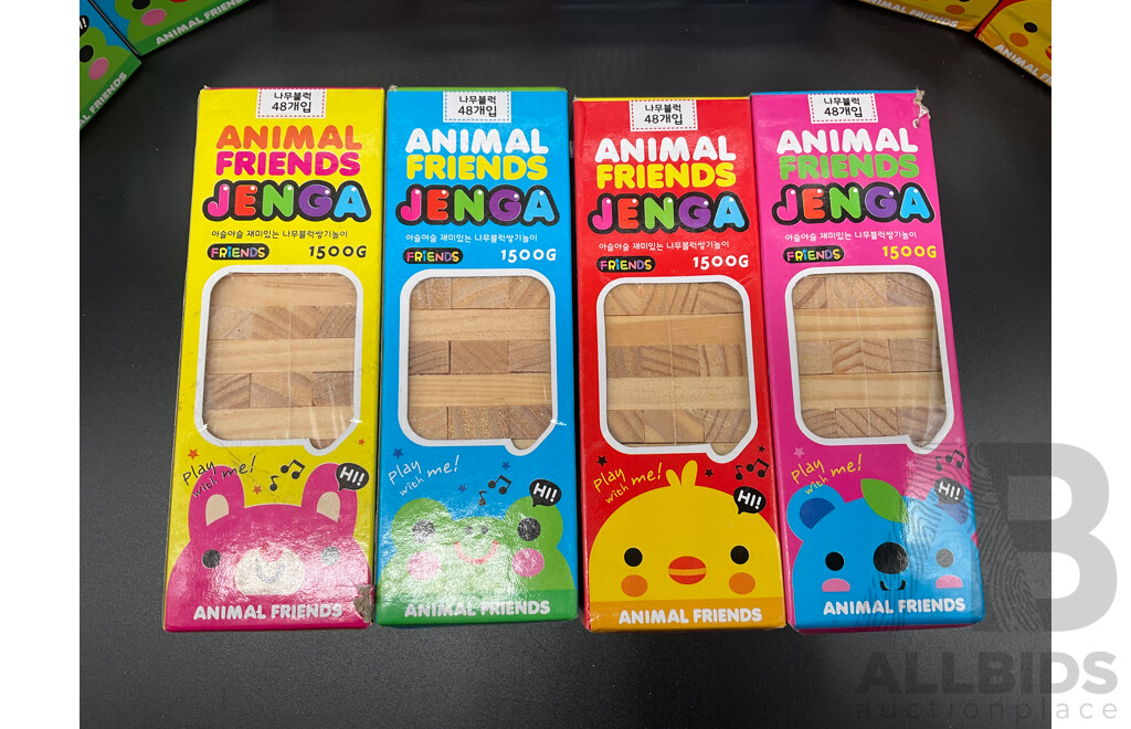 Animal Friends Mini JENGA Wooden Blocks - Lot of 46 - Brand New