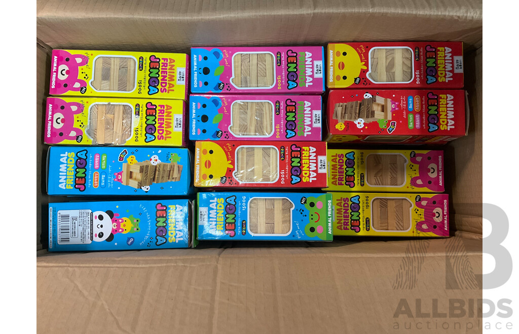 Animal Friends Mini JENGA Wooden Blocks - Lot of 46 - Brand New