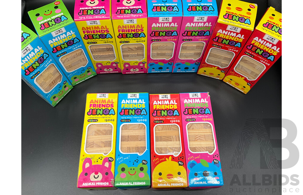 Animal Friends Mini JENGA Wooden Blocks - Lot of 46 - Brand New